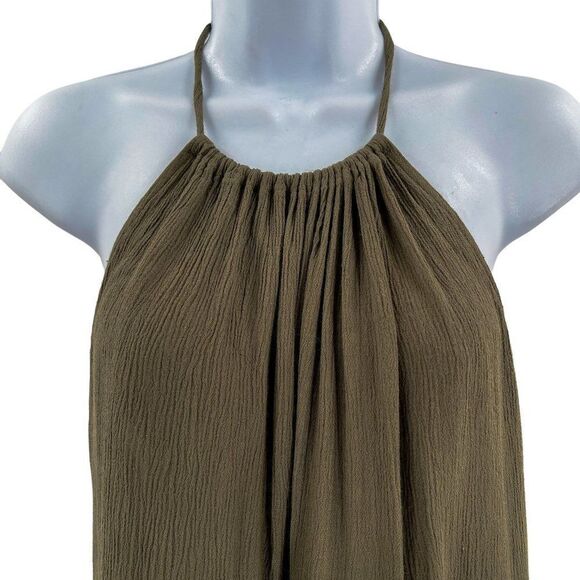 TOBI Lace Trim Halter Tank Top Olive Green - Picture 5 of 10